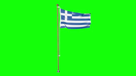 Green-screen-greece-flag-with-flagpole
